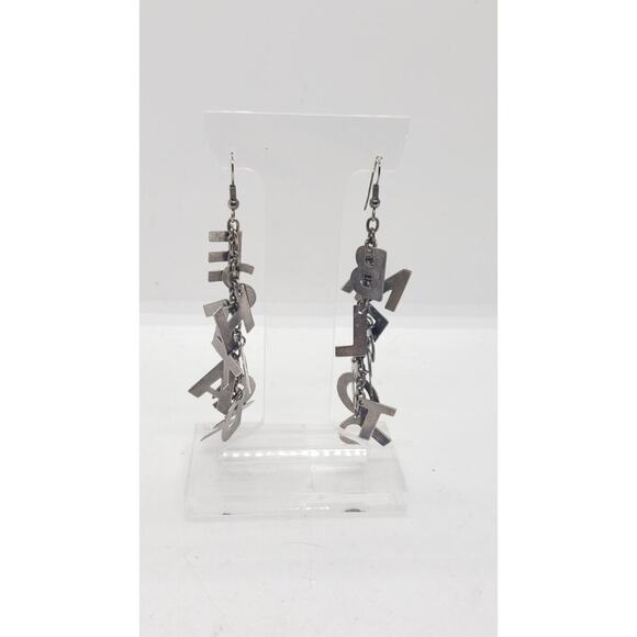 Vintage Earrings Super Long Dangle Letter Charms Spell Words 1970s Create - Picture 1 of 7